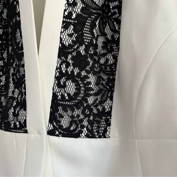 Laundry by Shelli Segal  Cream White Black Lace Blazer Jacket Size 16 NWT - Picture 7 of 16